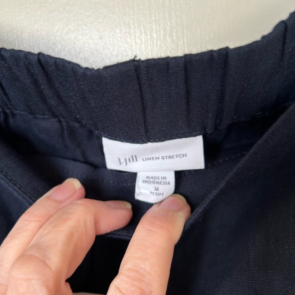 J. Jill Pure Jill Linen Stretch Navy Blue Cropped Pants- Size Medium Petite - Picture 4 of 9